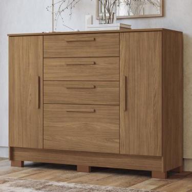 Imagem de Cômoda Pinhais 2 Portas 4 Gavetas Jatoba- Santos Andirá, Marrom Escuro