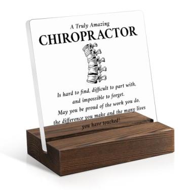 Imagem de Juoqg Placa engraçada de quiropraxia - uma placa de acrílico verdadeiramente incrível com suporte de madeira, decoração de escritório com tema de coluna, presentes de agradecimento e aposentadoria