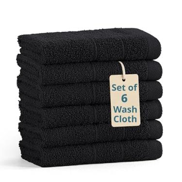 Imagem de Casa Platino Pacote com 6 toalhas de banho 100% algodão - panos de rosto de qualidade de spa e salão - panos de lavagem fiados, macios e absorventes para corpo, beleza, casa, academia - conjunto de