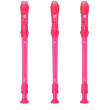 Imagem de Kit 3 Flautas Doce Soprano Dolphin - Germânica Dó (ROSA)