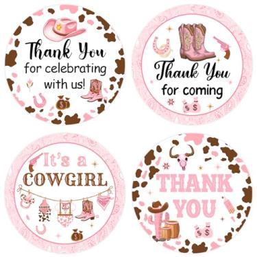 Imagem de Serencatcher 10 folhas de adesivos de chá de bebê cowgirl, decorações de festa de chá de bebê Western Cowgirl Thank You for Celebrating with us Labels, 4 designs, It's a Girl Party Favors