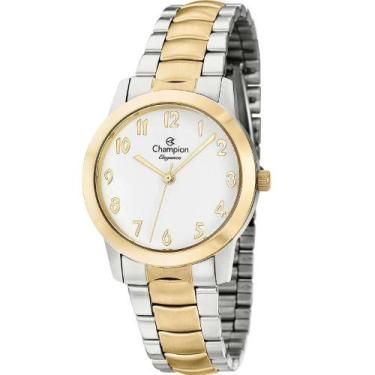 Imagem de Relogio Champion Feminino dourado prata bicolor com numeros prova dagu