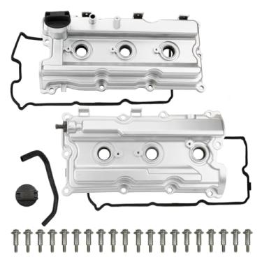 Imagem de MITZONE Tampa de válvula de alumínio atualizada compatível com 2005-2019 Frontier 05-15 Xterra 05-12 Pathfinder NV1500 2500 3500 4.0L V6 substituição # 13264-EA210, 13264-EA200 Silver