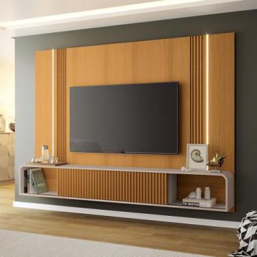 Imagem de Painel TV 85 Pol 219cm Bancada Suspensa Emily Cinamomo/Off White H01 -