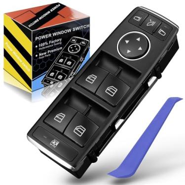 Imagem de ABENLY 1669054400 ML350 Interruptor de janela principal do lado esquerdo dianteiro, adequado para: Benz ML350 2012 2013 2014 2015, botão de trava de porta para ML350 2012-2015, 935702F200, A1669054400