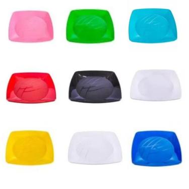 Imagem de Prato 21CM Raso quadrado diversas cores - Trik Trik - Triktrik, Marrom