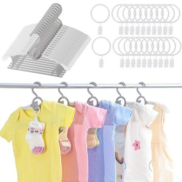 Imagem de Hsei Cabides de armário para berçário, 30 peças, antiderrapantes e extensíveis, cabide para roupa infantil, com 30 clipes de anel de metal para recém-nascidos, 25,4 a 33 cm, ajustável para meninas