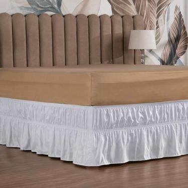 Imagem de Saia Box Cama Solteiro 2 Elásticos Ajustável Babado 1 Peça - Ametista 