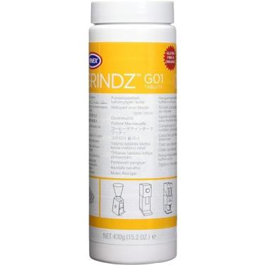 Imagem de Pastilhas de limpeza Urnex Grindz para moedor de café profissional, 430 g, totalmente natural, seguras para alimentos, sem glúten. Limpa a rebarba e a carcaça. Ajuda a prolongar a vida útil do moedor