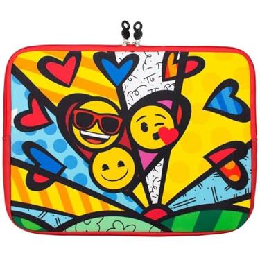 Imagem de Capa para Notebook Emoji 15,6 Polegadas, Neoprene Impermeável, Design Colorido Romero Britto, Azul