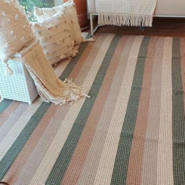 Imagem de Casa Coeva - Tapete Artesanal Algodão Listrado Botanique 250 x 250 Verde Marrom
