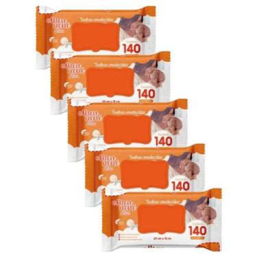 Imagem de Kit 5 Toalhas Umedecidas Meu Nenê Plus com 140 Unidades
