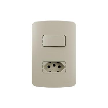 Imagem de Interruptor Simples 10A e Tomada 2P+T 20A MarGirius B3 Colors com Placa 4x2 Pérola