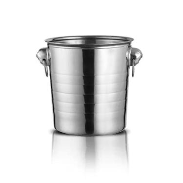 Imagem de Balde de gelo para festas Balde de gelo de aço inoxidável com alça de anel barra comercial espessa balde de champanhe balde de cubo de gelo balde de gelo de cerveja para coquetéis, vinho, cerveja