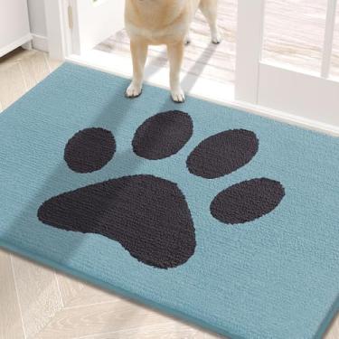 Imagem de Buganda Tapete de porta de cachorro para patas enlameadas, capachos absorventes de sujeira antiderrapante, tapete de baixo perfil lavável para cães de lama, tapete de entrada para piso interno (76 x