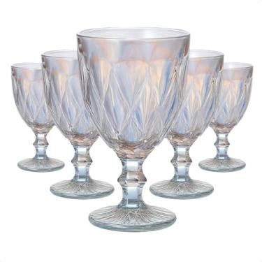 Imagem de Conjunto De 6 Taças Vidro Diamante 340ml Coloridas Elegante Kit Bico De Jaca Abacaxi Vinho Suco (Furta-cor)