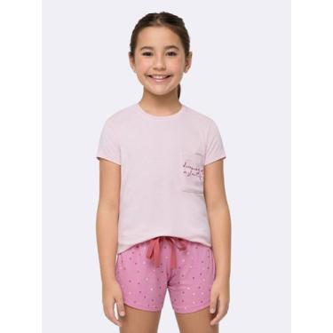 Imagem de Pijama Manga Curta Infantil Corações ao Sol - Veggi, Rosa, 6, Meninas