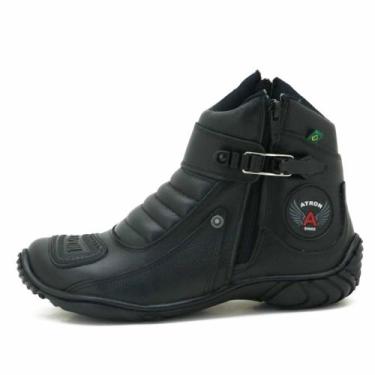 Imagem de Bota Motociclista Masculina Couro Proteção e Conforto - ATRON, 34, Pre