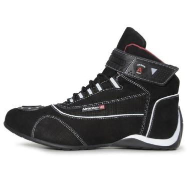 Imagem de Bota Motociclista Masculina Couro Refletivo Cano Alto - ATRON, Preto, 