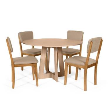 Imagem de Mesa de Jantar Redonda Montreal Jade com 4 Cadeiras Estofadas Ella Beg