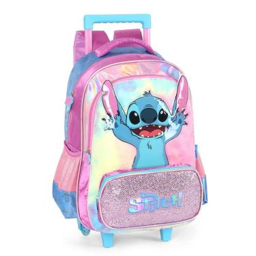 Imagem de Mochila Rodas Stitch Disney Escolar  Meninas Holográfico