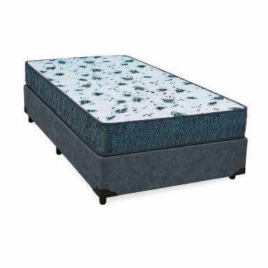 Imagem de Cama Box Solteiro 88 Suede Cinza Com Colchão Alegro Bello Box Espuma D28 Cinza 57x88x188