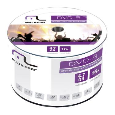 Imagem de Midia DVD-R Multilaser DV060 4.7 GB 16X Shirink com 50 Unidades