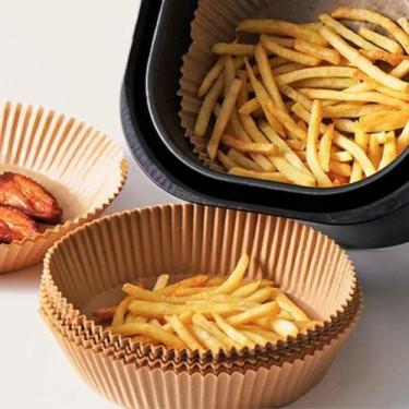 Imagem de Kit 25 Unidades Forma Air Fryer Descartável Antiaderente Fundo Vazado 