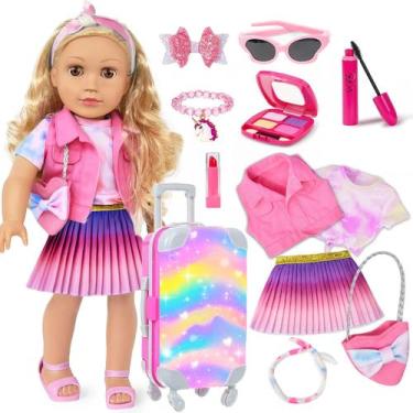 Imagem de Conjunto de roupas para bonecas e acessórios de maquiagem ZQDOLL de 18