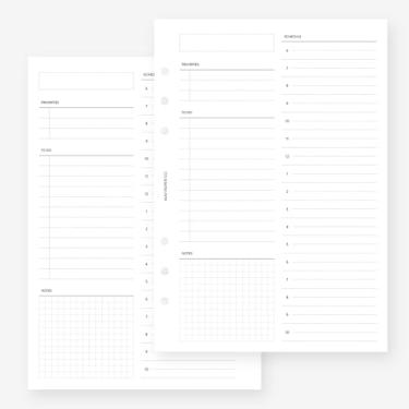 Imagem de MAY PAPER CO. Agenda A5 diária sem data nº 04 meia hora para Filofax A5, refil de agenda LV GM 6 furos 14 x 21 cm