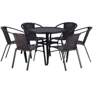 Imagem de Kit 6 Cadeiras Alumínio e Mesa Tampo Varanda Jardim Piscina Jardim Trama