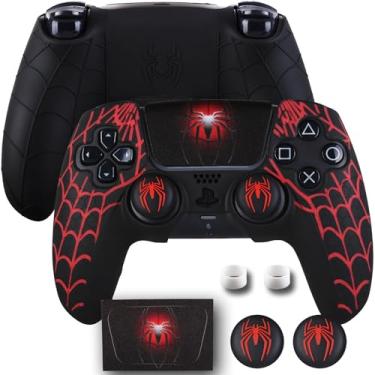 Imagem de YoRHa Non-Slip Silicone Cover for PS5 Controller with Thumbstick Caps x 2 & Sticker x 1(Spider Web)