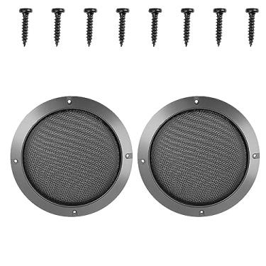 Imagem de Edinstry 2 peças de capa de alto-falante de tela de carro para carro, subwoofer, cinza, protetor de grade de subwoofer 18 cm