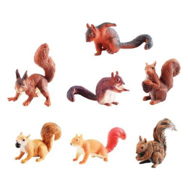 Imagem de Conjunto de bonecos de esquilo em miniatura em PVC selvagem, 7 unidade