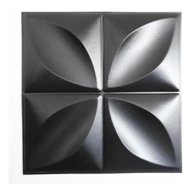 Imagem de Placas Revestimento PVC 3D De Parede Decorativa 25x25cm (50,Pétalas Preto)