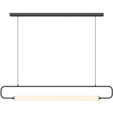 Imagem de Lustre LED Moderno Linear Lustre Tubo Fino Pingente Iluminação Ouro Retangular Lustre para Sala de Jantar Minimalismo Luminária Pendente de Teto para Sala de Estar Quarto Restaurante, Escuro