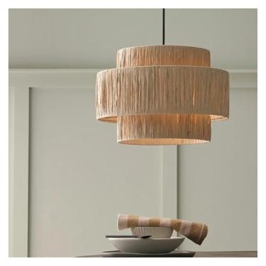 Imagem de Luminária pendente estilo japonês, sala de estar, lustres tecidos à mão, lâmpada de vime, sala de jantar, lâmpadas de quarto, lâmpadas de lustre