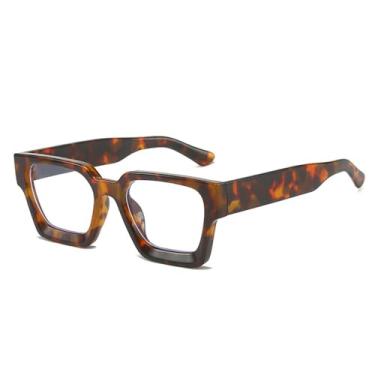 Imagem de Óculos de armação retrô femininos, armações de óculos retrô unissex, moda popular, lentes transparentes, leopardo, 146 mm