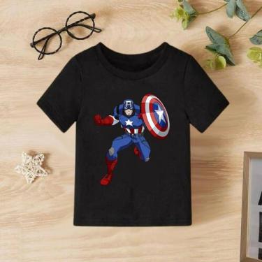 Imagem de Camiseta infantil personagens - Capitão América , Preto, 8