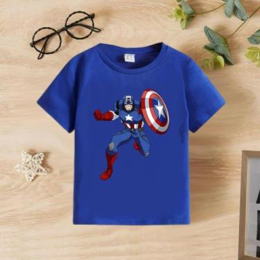Imagem de Camiseta infantil personagens - Capitão América , Azul, 2