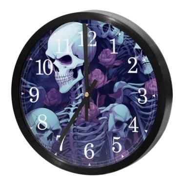 Imagem de LILINWAN Relógio de parede 24 cm sem tique-taque silencioso operado por bateria relógio de parede redondo moderno estilo simples decoração relógio para escritório/escola/quarto/sala de estar