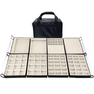 Imagem de Bolsa Grande Porta Joias 8 Bandejas Completas Organizadoras Para Joias Bijuteria Viagem Guarda Joia(Gelo)
