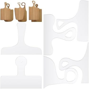 Imagem de AB1 Conjunto de 6 peças de molde de alça de tábua de corte de acrílico transparente para placa de charcutaria alça de roteador modelo de marcenaria reto e curvo guia de alça para cozinha AB1