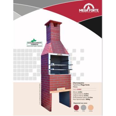 Imagem de CHURRASQUEIRAS  TIJOLINHO  MEDIA + KIT LUXO - 65x50cmx2,10mt - MEGAFOR