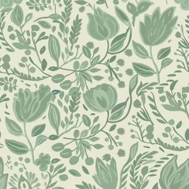 Imagem de Fititem Papel de parede verde infantil fofo floral para armários autoadesivo removível papel de contato jardim divertido papel de parede de flores para quarto banheiro impermeável 43 cm L 199 cm C
