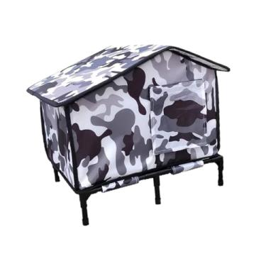 Imagem de Generic Casa para gatos ao ar livre, base elevada, tecido Oxford à prova de chuva, cerca completa, abrigo para gatos vadios resistente à água para