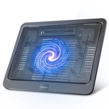 Imagem de Suporte Para Notebook Até 15,4 Base Com Cooler Metal Oberon Preto Azul