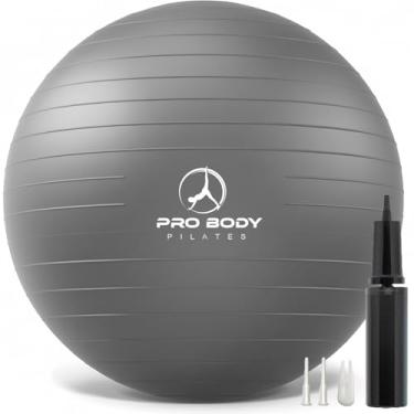 Imagem de ProBody Pilates Bola de ioga - Bola de exercícios de cores frescas para estabilidade, gravidez, treino, fisioterapia e parto, cadeira de bola de equilíbrio (ardósia, 55 cm)