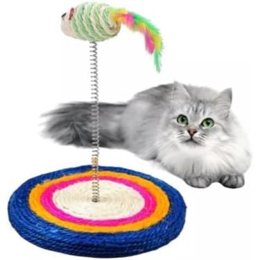 Imagem de Brinquedo Interativo para Gatos – Base Arranhador com Rato de Pelúcia, Perfeito para Estimulação Mental e Física, Diversão e Exercício para seu Gato, Ideal para Agilidade e Bem-estar Felino!