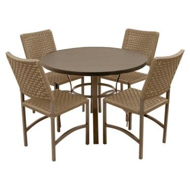 Imagem de Conjunto Mesa Dubai em Aluminio Ripado 1,00m com 4 Cadeiras Dubai em A